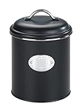 WENKO Aufbewahrungsdose Mod. Nero, 1,6 Liter, Frischhaltedose zur luftdichten Aufbewahrung von Lebensmitteln, wasserdicht, aus lackiertem Metall mit Applikation, Retro-Design, Ø 13 x 18 cm, Schwarz