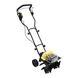 Elektro-Bodenhacke, 240V Elektrische Gartenfräse, 36 cm Arbeitsbreite, 18 cm Frästiefe, Motorhacke mit 2 Batterien und Ladegerät für Gärten, Gemüsebeete, Obstplantagen usw