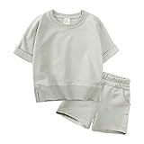 Uwdiohq Heut Angebot Sonderangebote Kleinkind Kinder Baby Junge Mädchen Solide Baumwolle Pullover Kurzarm Sweatshirt T-Shirt Rundhals Tops Shorts Set Frühling Sommer Kleidung K Mein Bestellung Sale