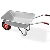 GARDEBRUK® Schubkarre Scheibtruhe Bauschubkarre 80L verzinkt leicht 80kg Belastbarkeit Gummigriffe Gartenwagen Handwagen Schiebkarre Transportwagen
