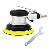 ZHONG AN Daul Action pneumatischer Exzenterschleifer, 12,7 cm, pneumatischer Schwingschleifer mit Haken und Schleifschleife für Holzbearbeitung, Autokarosserie, Silber