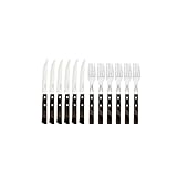 Tramontina Steakbesteck Pizzabesteck, 12-teiliges Set, für 6 Personen, Steakbesteckset, rostfreier Edelstahl, FSC zertifizierter Echtholzgriff, spülmaschinenfest, Blister