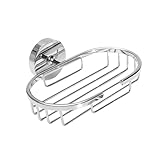 TOGEVAL Edelstahl Seifenhalter Rund Wandmontage mit Ablauffunktion Langlebig Rostfrei für Bad Dusche Küche Stabile Wandbefestigung Einfache Installation Silber