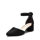 DREAM PAIRS Hochzeitsschuhe Damen Spangenpumps Tanzschuhe Sandaletten mit Blockabsatz Slingback Pumps,Size 39,Schwarz-Wildleder,SDPU2438W-E