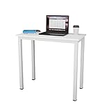 sogesfurniture Kompakt Schreibtisch Computertisch Büromöbel PC Tisch, klein Esstisch Arbeitstisch Bürotisch für PC und Laptop, aus Holz und Metall, 80x40x75cm, Weiß BHEU-AC3DW-8040