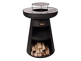 PUR LINE | Holzkohlegrill, rund, mit Grillplatte und Grill, Stahl, Schwarz – Grilldurchmesser 60 cm, inklusive wasserdichter Abdeckung, Aschenbecherschublade und Platz für Brennholz