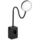 SEBSON LED Steckdosenleuchte dimmbar - Leselampe und Steckdose mit USB-C Anschluss - flexibler Schwanenhals, neutralweiß 4.000K - Steckerlampe, Nachtlicht 4,5W schwarz