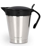 Rorence 950 ml Edelstahl Thermo Sauciere mit Klappdeckel, Doppelt Isoliert Soßenkanne/Saucenkrug/Thermosoße Topf für Abendessen Partys