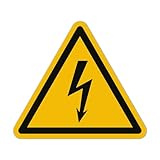 Aufkleber Elektro (15 Stück, 50 mm) - Achtung Strom Warnaufkleber - Warnung vor elektrischer Spannung - Gefahren Sticker Hochspannung (Sicherheitszeichen nach ASR A1.3 / ISO 7010 / W012)