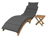 bellavista Gartenliege Catania-Set, klappbar, Akazie - Relaxliege - Outdoor Liege - Gartenliege für den Außenbereich - 186x 75x 88cm - Akazienholz 100% - Massivholz - doppelfarbige Wende-Auflage