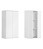 mokebo® Mehrzweckschrank 60 cm Breite 'Der Schlanke', schmaler Aktenschrank oder Haushaltsschrank in 60x110x34 cm (B/H/T), auch als Büroschrank oder kleiner Schuhschrank mit griffloser Öffnung in Weiß