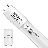 Bright Source LED-Leuchtstoffröhre, 589 mm, 9 W, T8, 900 lm, 3000 K Warmweiß, Ersatz für 18 W T8 Leuchtstoffröhre, Starter im Lieferumfang enthalten, Direktnetz oder zur Verwendung mit