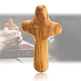 10 cm langes Olivenholz-Kreuz, natürliche Holzmaserung, ergonomisches Design für Komfort, Konfirmation, katholisches christliches Kreuz, Geschenke für Gebet, Meditation und Unterstützung bei Krankheit