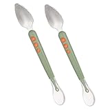 VANZACK 2Stücke Fruchtkratz Schlammlöffel für Doppelköpfige Fütterlöffel Lebensmittelechtem für Beikost Quetschies zu Zarten Zähnen Zahnfleisch