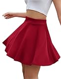 Zeagoo Damen Mädchen Hosenrock Hohe Taille Minirock Schule Tennis Rock High Waist Rock Kurz Tellerrock Weinrot M