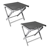 Mojawo 2er Set Garten Fußhocker zusammenklappbar Klapphocker witterungsbeständiges Aluminium - Gartenmöbel - Anthrazit