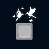 Lichtschaltertattoo Lichtschalteraufkleber Lichtschaltersticker Wandtattoo Wandbild Kolibris mit Schmetterlingen fluoreszierend M1886