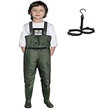 Croch Wathose für Kinder wasserdicht mit Gummi Stiefel ideale Angelhose und Watthose Kinderwathose (30, Grün)