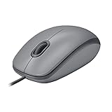 Logitech M110 Kabelgebundene USB-Maus, geräuschlose Tasten, komfortables Design in voller Größe, beidhändig bedienbar PC / Mac / Laptop - Grau