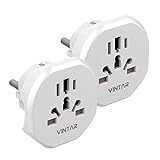 VINTAR 2 PC Reisestecker auf Deutsche Bodensteckdose, zum Anschluss Ausländischer Geräte, wie UK, USA, China, Italien,Schweiz etc. Universal Adapter, Reiseadapter, Steckdosenadapter,Weiß stecker