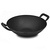 FireRocket Dia 34cm Gusseisen Wok Cast Iron Pan Gusseisen für Gasgrill Kohlegrill Induktionsgeeignet