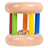 Toddmomy Baby Holz Rassel Rolle Regenbogen Rasseln Glocken Zylinder Rolling Trommel Hand Griff Spielzeug Krabbeln Spielzeug Montessori Spielzeug Für Kinder Neugeborene Kinder