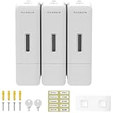 Deskium Shampoo- und Spülungsspender mit drei Kammern, je 300 ml, Wandhalterung, ohne Bohren, Perlweiß