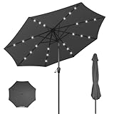 HOMEDEMO Sonnenschirm Balkon 300 cm Anthrazit mit Kurbel LED-Lichtern, Balkonschirm, Gartenschirm, Strandschirm, Marktschirm, Terrassenschirm, Tischschirm, Schutz 50+ Knickbar Neigbar, patio umbrella