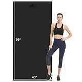 Hatha Yoga Extra lange TPE-Yogamatte, 200,7 x 101,6 x 1,27 cm dick, rutschfeste Trainingsmatte für Zuhause, Fitnessstudio, Yoga, Pilates, Fitness und Workouts (schwarz)