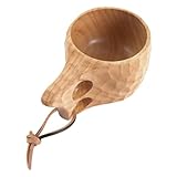 Kuksa Holzbecher – 200 ml, handgefertigter Holzbecher, Holzbecher mit Henkel, Becher im skandinavischen Stil, traditioneller Holzbecher, Holz-Campingbecher, handgefertigter Holztrinkbecher für Zuhause