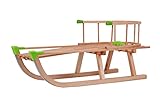 GaGadumi Holzschlitten 90 cm mit Rückenlehne und Zugseil langlebiger Rodel Schneeschlitten Davoser Schlitten für Kinder und Erwachsene Holzrodel FSC Holz