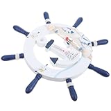 Luxshiny Holz Ruder Wandbehang Mediterrane Holzdekoration Blau Weiß Hängende Wandkunst für Wohnzimmer Schlafzimmer