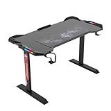 Gtzly Gaming Schreibtisch, RGB-Licht-Workstation mit Karbonfaser-Desktop, GroßEr I-FöRmiger Gamer-Schreibtisch mit GeträNkehalter und KopfhöRerhaken (Size : 140 * 60 * 75cm/55 * 24 * 30in)