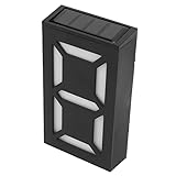Spacnana LED-Solar-Hausnummernleuchte, Digitale Solar-Schilderlampe mit 2 Farben, 8 Modi, IP55, Wetterfest, für Zuhause, Hof, Straße, Einfache Installation