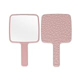 YCHMIR Quadratischer Handspiegel, Handspiegel, Reisespiegel, Diamantmuster, 22,9 x 13 cm, Rosa