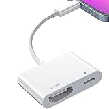 Lightning auf HDMI Adapter [Apple MFi Zertifiziert], 1080P Digital AV Adapter für iPhone & iPad, Synchronisationsbildschirm zu TV/Monitor/Projektor, Keine Externe Stromversorgung erforderlich