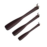 VALICLUD Roter Holz Schuhlöffel mit Langem Griff Langlebiger Schuhanzieher für Männer Frauen Senioren und Schwangere Ergonomisch Leicht mit Aufhängeschlaufe für Zuhause Büro und Reise