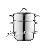 Florina Entsafter 7 l | Induktion Dampfentsafter FRUIT aus 18/10 Edelstahl | Fruchtenentsafter mit Glasdeckel | 10,5 l Füllvolumen | Induktionsgeeignet | Entsaften von Obst & Gemüse