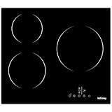 Glaskeramikkochfeld, IsEasy Glaskeramik-Kochfeld,5500W, 59cm, 3 Kochzonen, Einbau Keramikkochfeld, Verdrahtung, 9 Heizstufen, Berührungssteuerung, Automatische Abschaltung