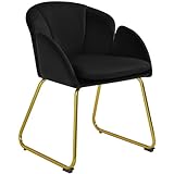 Yaheetech Esszimmerstuhl modern, Küchenstuhl in Blumenform, Sessel Polsterstuhl mit Metallbeinen Gold, für Wohnzimmer/Esszimmer Schwarz