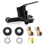 Mischbatterie Badewanne Kit, Badewannenarmatur, Heiß und Kalt Wasserhahn Badewanne mit Montagezubehör, Badewanne Einhebel Wandmontage Duscharmatur für Dusche und Wanne (Schwarz)