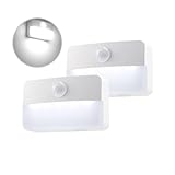 Nachtlicht mit Bewegungsmelder, 2 Stück LED Schrankleuchte, Unterbauleuchte Batteriebetrieben, 6000K Kaltweiß Sensor Licht Auto EIN/AUS für Schrank, Flur, Treppen, Schlafzimmer, Küche