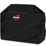 KESSER® Premium BBQ Grillabdeckung Gasgrill Grillhaube Abdeckung Wetterfest - für Weber, Brinkmann, Char Broil Grill Abdeckhaube Schutzhülle | 600D Oxford- Gewebe Reißfest | 147x61x122cm | Schwarz