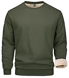 MAGCOMSEN Herren Crewneck Sweatshirt Warm Fleece Sport Pullover Männer Basic Longsleeve Shirt Freizeit Winter Langarmshirt mit Rundhalsausschnitt Casual Trainings Tshirt Armeegrün L