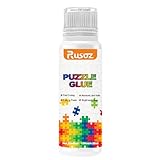 Rusoz Puzzle Kleber Transparent, Puzzlekleber für 1000-3000 Teile Schnell Trocknend 120ml Puzzle Conserver mit Schwamm Applikator zum Befestigen und Aufhängen für Puzzlemuffel