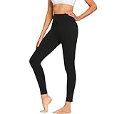 FOTOCITI Leggings Damen High Waist Elastische Sportleggins Fitnesshose Blickdicht Schwarze Laufhose Sporthose für Gym Yoga (Schwarz,L-XL)