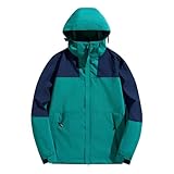 Regenjacke Herren Wasserdicht Atmungsaktiv Outdoorjacke Windbreaker Zip Windjacke Color Block Kapuzenjacke Funktionsjacke Allwetterjacke Fahrradjacke Männer Leichte Übergangsjacke Kurzmantel