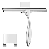 Wlich Duschabzieher, Abzieher Dusche Edelstahl 10″, Streifenfreier Fensterabzieher für Dusche mit Halterung, Fensterwischer für Badezimmer Fenster Spiegel Autoglas, wlich-de-2431201