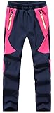 BenBoy Kinder Softshellhose Gefüttert Skihose Thermohose Wasserdicht Winter Schneehose Jungen Mädchen Wanderhose Outdoorhose,KZ0008-Pink-XL