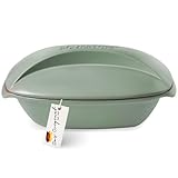 Römertopf Bräter CULINARIO für 4 Personen - 3 Liter Schmortopf mit Deckel aus Keramik – Zum Schmoren, Braten und Dampfgaren - Backofengeeignet, Grün